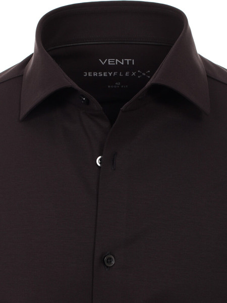 VENTI Slim Fit Overhemd Zwart Kent Jersey - Weergave 1