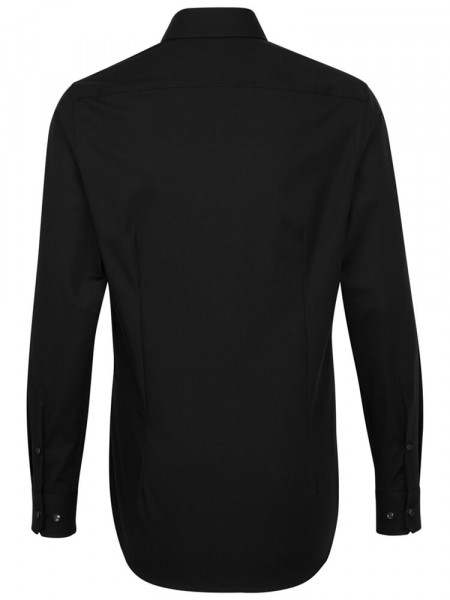 SEIDENSTICKER Tailored Fit Overhemd Zwart Business Kent Popeline