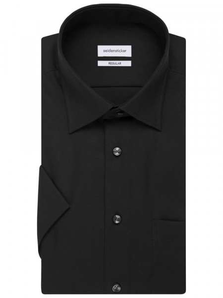 SEIDENSTICKER Regular Fit Overhemd Zwart Business Kent Popeline - Weergave 4
