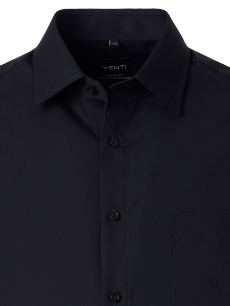 VENTI Comfort Fit Overhemd Zwart Kent Popeline - Weergave 1