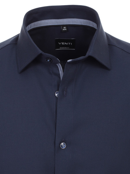 VENTI Regular Fit Overhemd Donkerblauw Kent Struktur - Weergave 1
