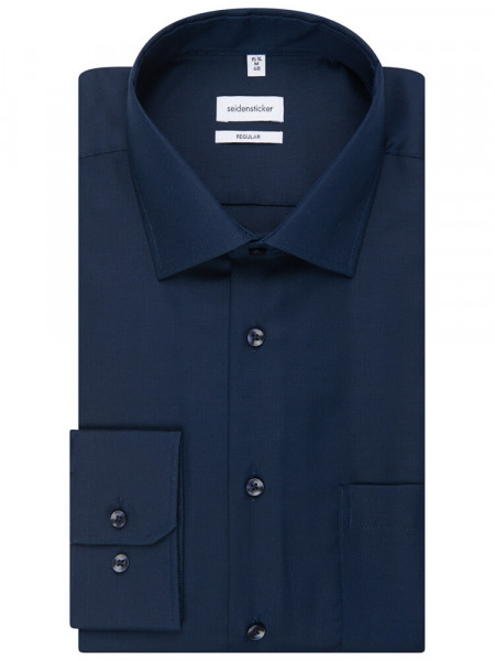 SEIDENSTICKER Regular Fit Overhemd Marine Business Kent Struktur - Weergave 4