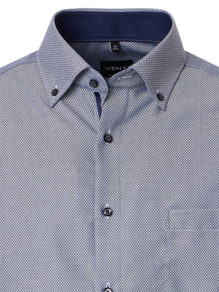 VENTI Comfort Fit Overhemd Donkerblauw Button-Down Struktur - Weergave 1