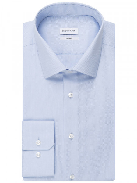SEIDENSTICKER Tailored Fit Overhemd Lichtblauw Business Kent Struktur - Weergave 4