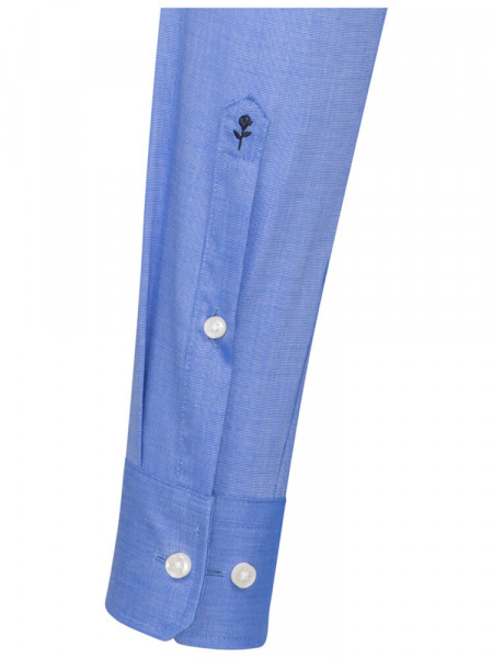 SEIDENSTICKER Regular Fit Overhemd Medium blauw Business Kent Fil à Fil - Weergave 1