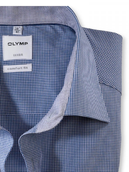 OLYMP Comfort Fit Overhemd Donkerblauw New Kent Popeline
