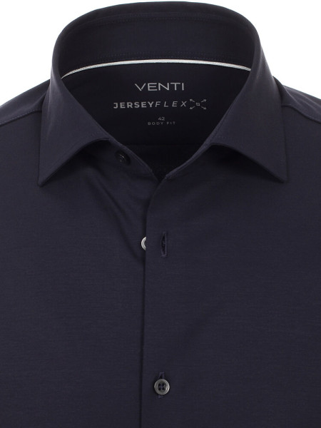 VENTI Slim Fit Overhemd Donkerblauw Kent Jersey - Weergave 1