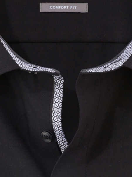 OLYMP Comfort Fit Overhemd Zwart New Kent Popeline