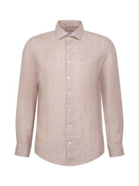 SEIDENSTICKER Slim Fit Overhemd Lichtbruin New Kent Leinen