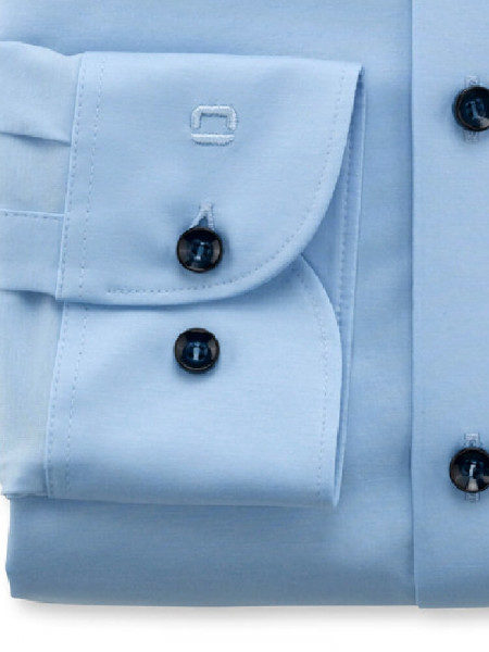 OLYMP Slim Fit Overhemd Lichtblauw New York Kent Jersey - Weergave 2