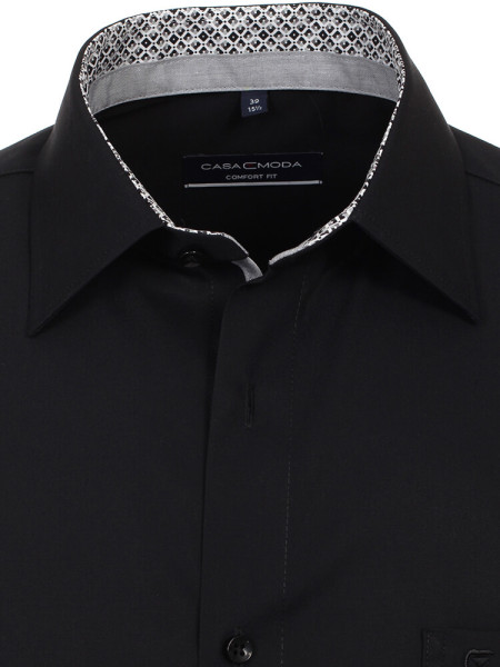 CASAMODA Comfort Fit Overhemd Zwart Kent Popeline - Weergave 1