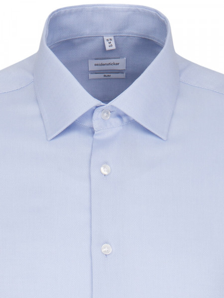 SEIDENSTICKER Slim Fit Overhemd Lichtblauw Business Kent Struktur - Weergave 2
