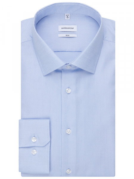 SEIDENSTICKER Slim Fit Overhemd Lichtblauw Business Kent Struktur - Weergave 4
