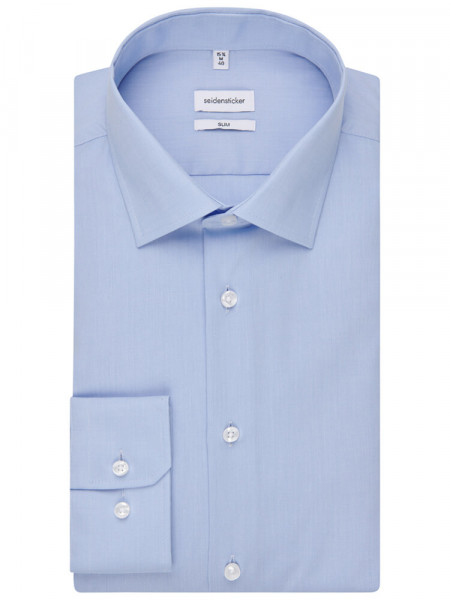 SEIDENSTICKER Slim Fit Overhemd Lichtblauw Business Kent Fil à Fil - Weergave 4