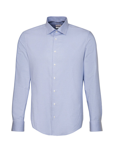 SEIDENSTICKER Regular Fit Overhemd Lichtblauw Basic Kent Struktur
