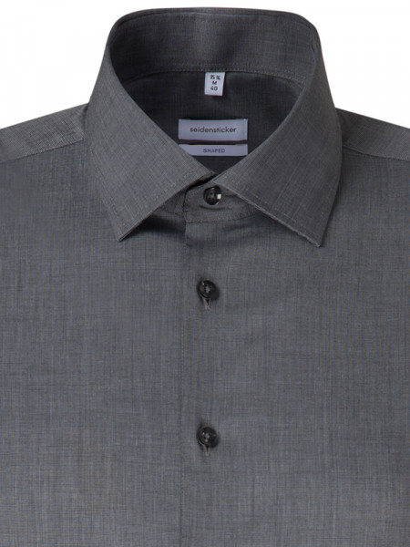SEIDENSTICKER Tailored Fit Overhemd Antraciet Business Kent Fil à Fil - Weergave 2