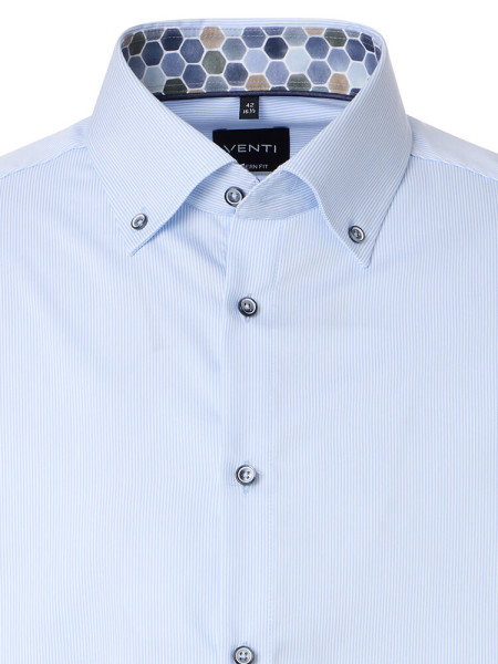 VENTI Regular Fit Overhemd Lichtblauw Button-Down Struktur - Weergave 1