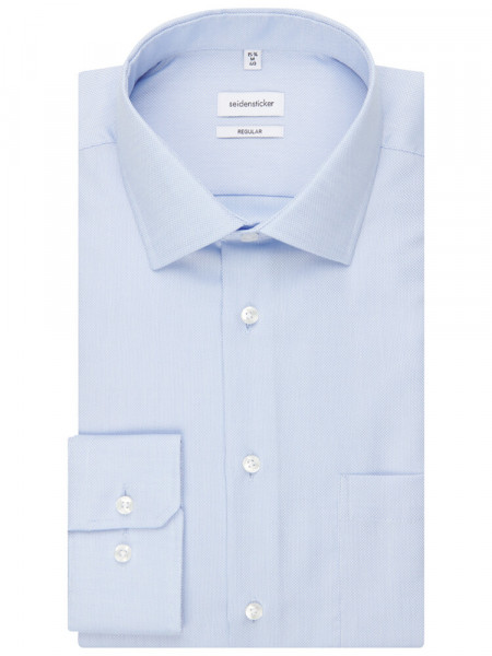 SEIDENSTICKER Regular Fit Overhemd Lichtblauw Business Kent Struktur - Weergave 4