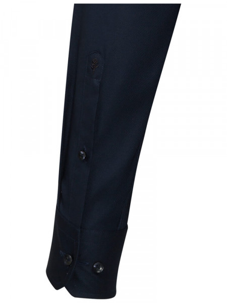 SEIDENSTICKER Tailored Fit Overhemd Donkerblauw Business Kent Struktur - Weergave 1