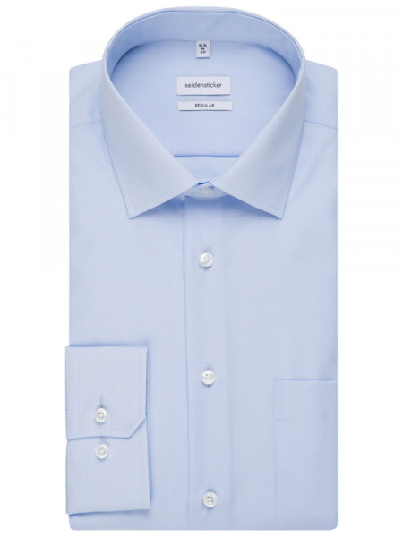 SEIDENSTICKER Regular Fit Overhemd Lichtblauw Business Kent Popeline - Weergave 4