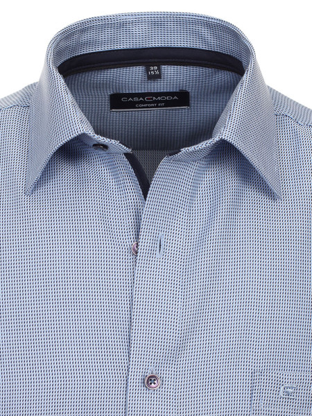 CASAMODA Comfort Fit Overhemd Medium blauw Kent Struktur - Weergave 1