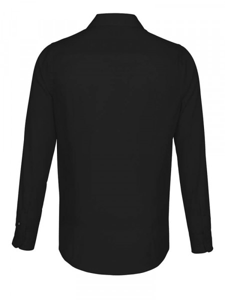 PURE Regular Fit Overhemd Zwart Kent Popeline