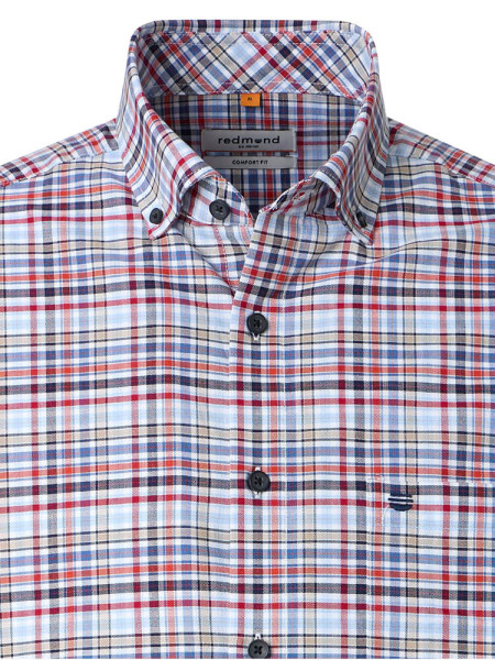 REDMOND Comfort Fit Overhemd Red Button-Down Fein Oxford - Weergave 1