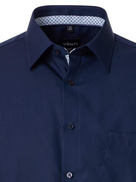 VENTI Comfort Fit Overhemd Donkerblauw Kent Popeline - Weergave 1