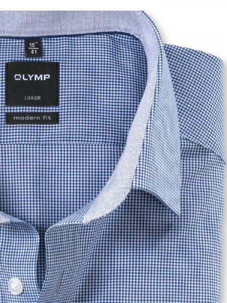 OLYMP Regular Fit Overhemd Medium blauw New Kent Popeline