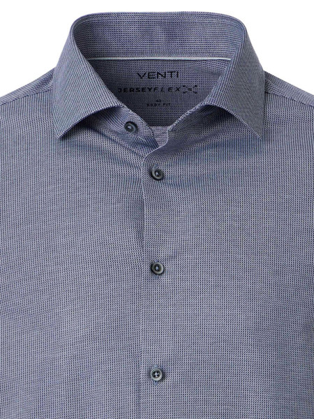 VENTI Slim Fit Overhemd Donkerblauw Kent Jersey - Weergave 1