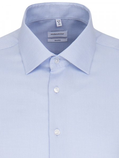 SEIDENSTICKER Tailored Fit Overhemd Lichtblauw Business Kent Struktur - Weergave 2
