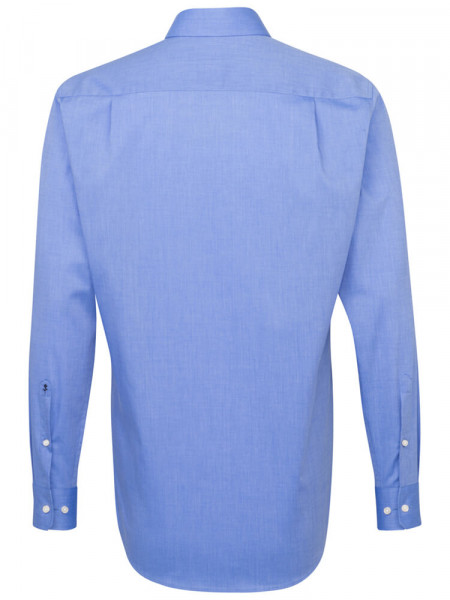 SEIDENSTICKER Regular Fit Overhemd Medium blauw Business Kent Fil à Fil