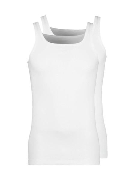 HUBER Cotton 2 Pack Fine Rib Mouwloos hemd