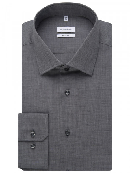 SEIDENSTICKER Regular Fit Overhemd Antraciet Business Kent Fil à Fil - Weergave 4