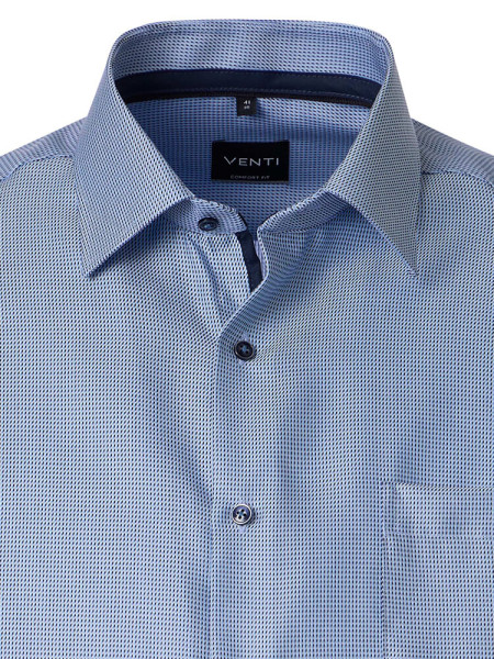 VENTI Comfort Fit Overhemd Medium blauw Kent Struktur - Weergave 1