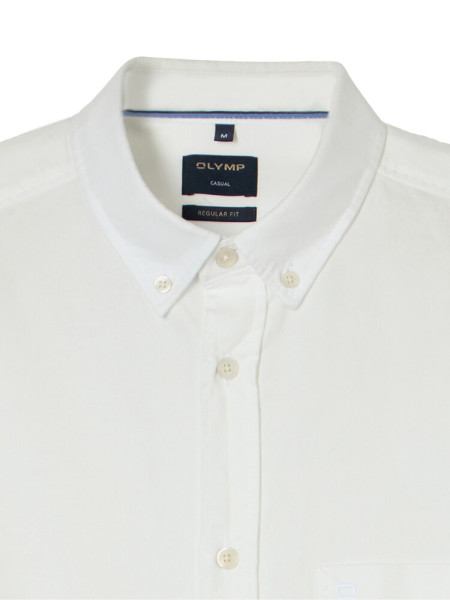 OLYMP Regular Fit Overhemd Wit Button-Down Fein Oxford