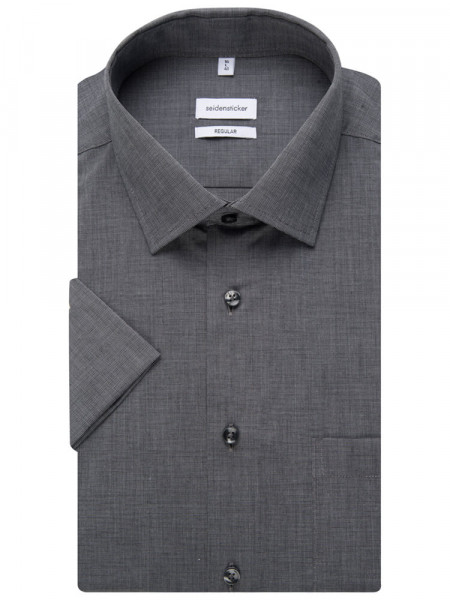 SEIDENSTICKER Regular Fit Overhemd Antraciet Business Kent Fil à Fil - Weergave 4