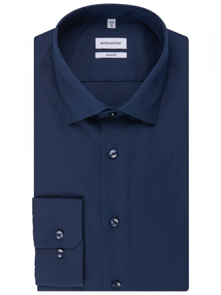 SEIDENSTICKER Tailored Fit Overhemd Marine Business Kent Popeline - Weergave 4