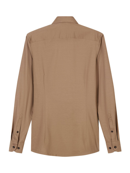 OLYMP Slim Fit Overhemd Lichtbruin New York Kent Jersey