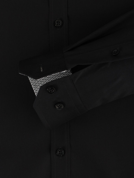VENTI Slim Fit Overhemd Zwart Kent Easy Care  - Weergave 2