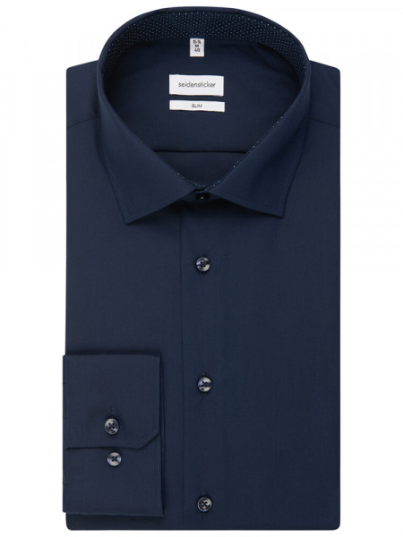 SEIDENSTICKER Slim Fit Overhemd Marine Business Kent Popeline - Weergave 4