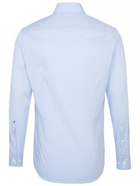 SEIDENSTICKER Slim Fit Overhemd Lichtblauw Business Kent Fil à Fil