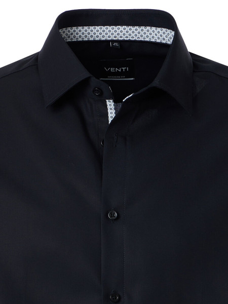 VENTI Comfort Fit Overhemd Zwart Kent Popeline - Weergave 1