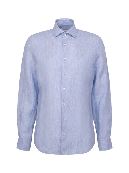 SEIDENSTICKER Slim Fit Overhemd Lichtblauw New Kent Leinen