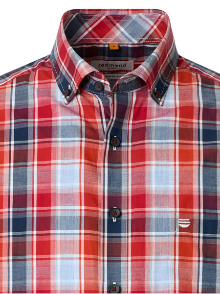 REDMOND Comfort Fit Overhemd Red Button-Down Hyperflex Dobby - Weergave 1
