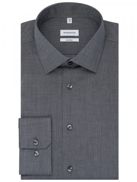 SEIDENSTICKER Tailored Fit Overhemd Antraciet Business Kent Fil à Fil - Weergave 4