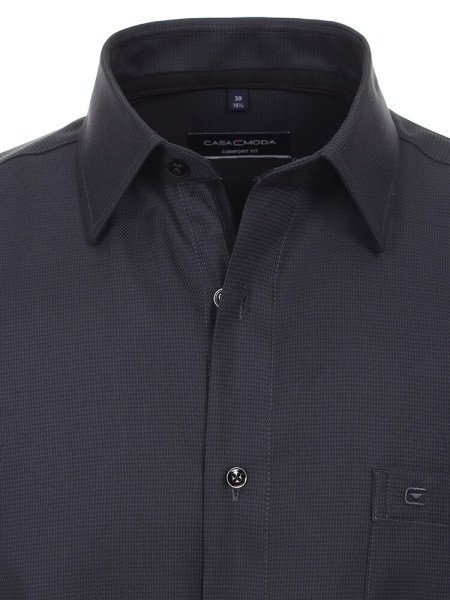 CASAMODA Comfort Fit Overhemd Zwart Kent Struktur - Weergave 1