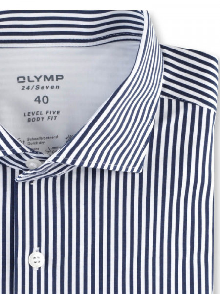 OLYMP Slim Fit Overhemd Marine Kent Jersey