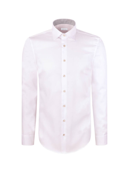 SEIDENSTICKER Slim Fit Overhemd Lichtbeige New Kent Struktur