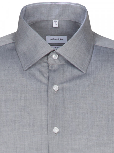 SEIDENSTICKER Slim Fit Overhemd Grijs Business Kent Chambray - Weergave 2